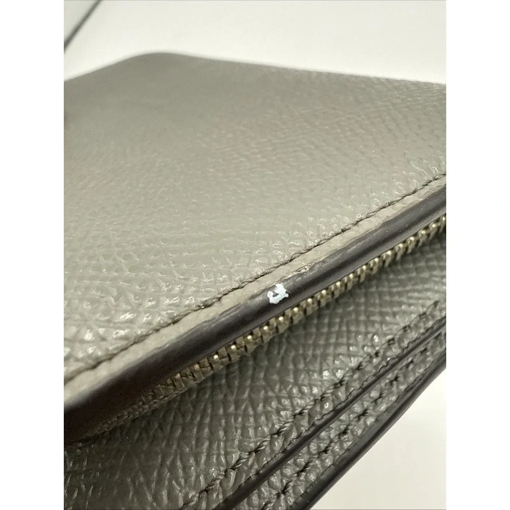 Coach Medium‎ CORNER ZIP WALLET IN CROSSGRAIN LEATHER - Grey and Silver